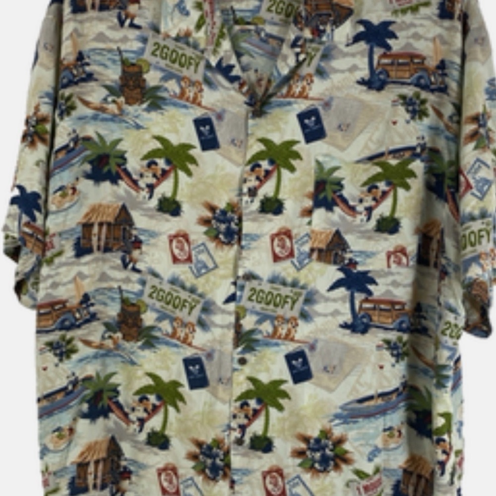 Disney Goofy Tropical Print Shirt - Blue and Green